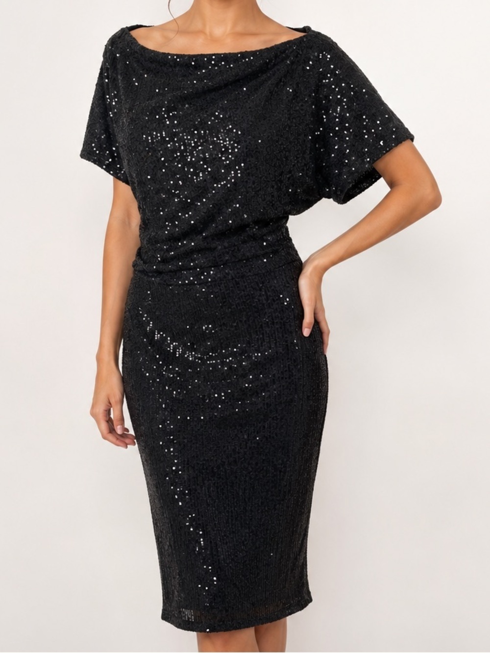 Gibson Latimer Black Sequin Dress | Modern Glam Cocktail Party Style Size Small